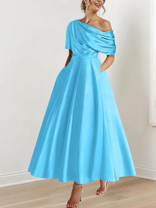 One shoulder A line Dress with Ruffles for the Mother of the Bride