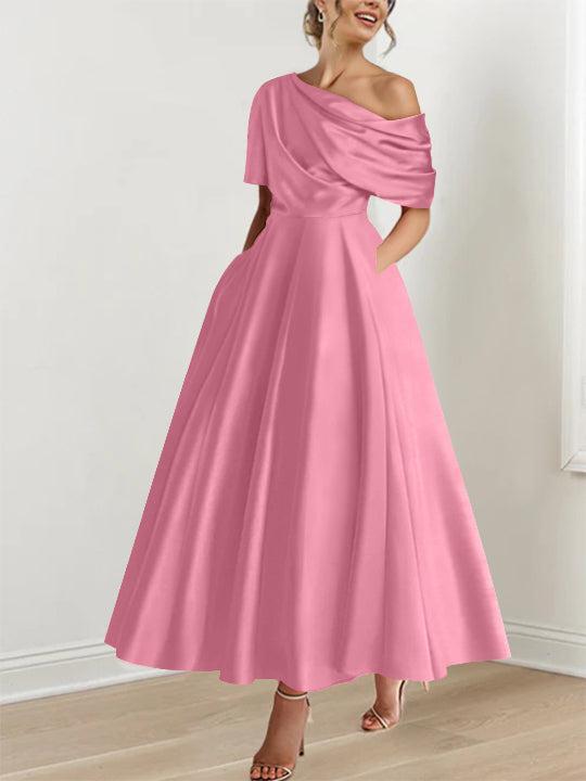 One shoulder A line Dress with Ruffles for the Mother of the Bride