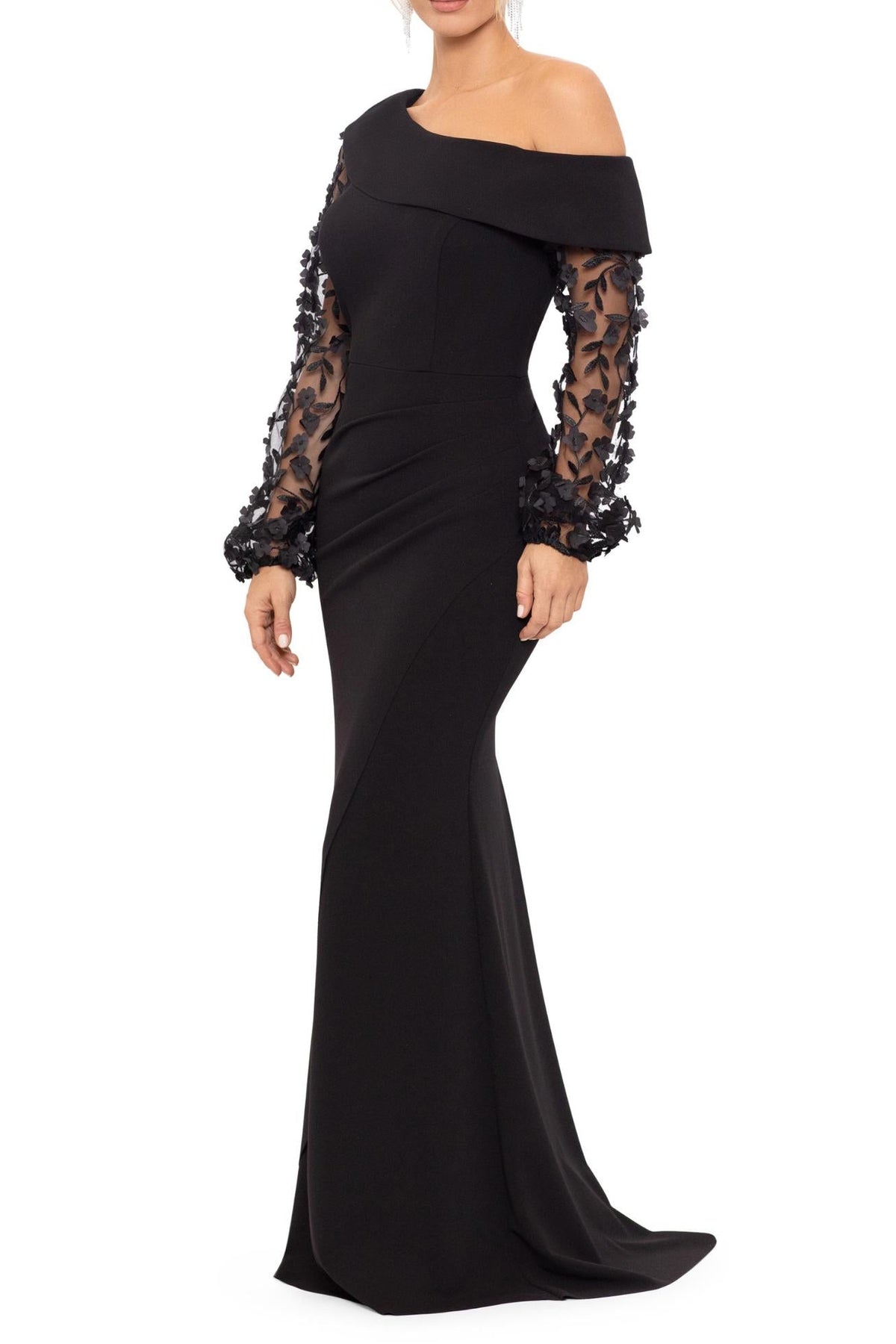 One shoulder Trumpet Mermaid Long Mother of the Bride & Groom Dress with Applique