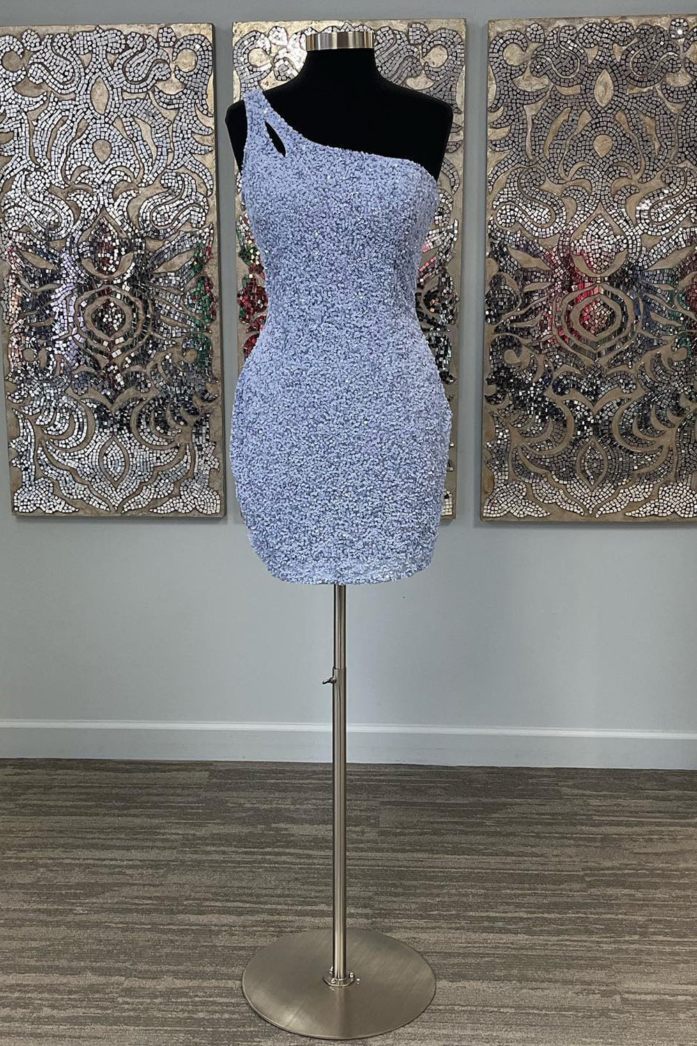 Orange Homecoming Dresses Open Back One Shoulder Sequin Tight Prom Dress