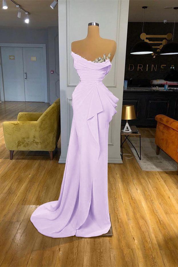 Orange Prom Dress Sequined Mermaid Online Strapless Pleated Evening Formal Dress