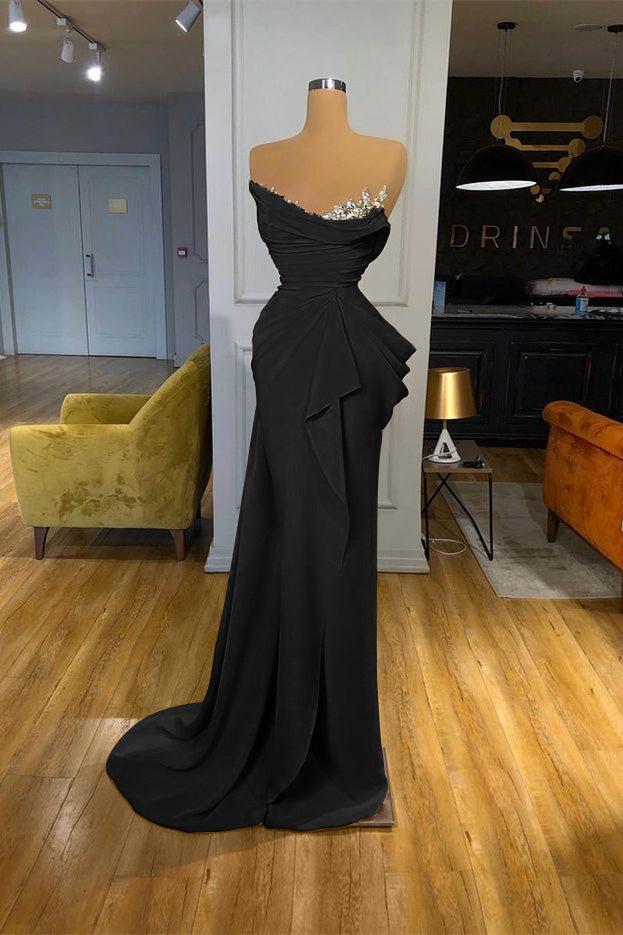 Orange Prom Dress Sequined Mermaid Online Strapless Pleated Evening Formal Dress