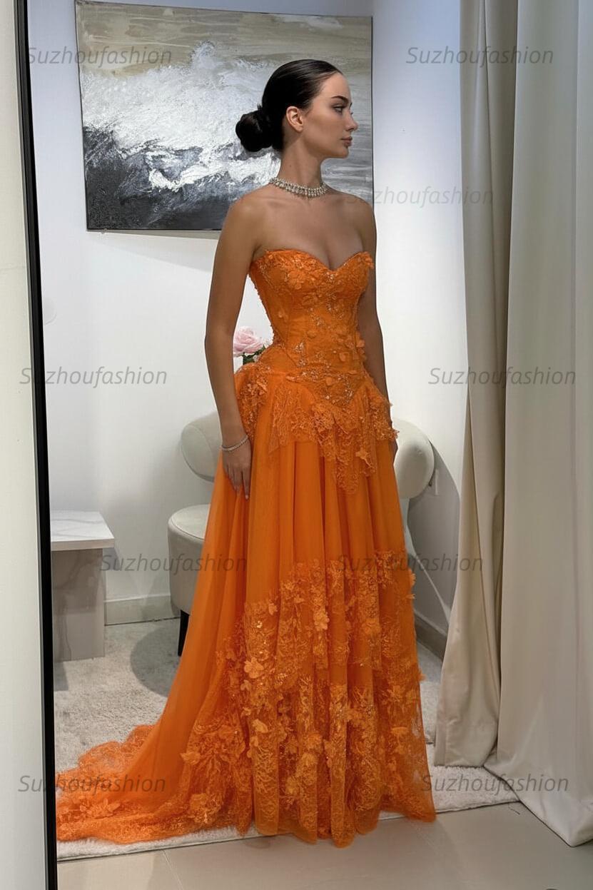 Strapless Sleeveless Long Evening Formal Dress With Pleated Appliques
