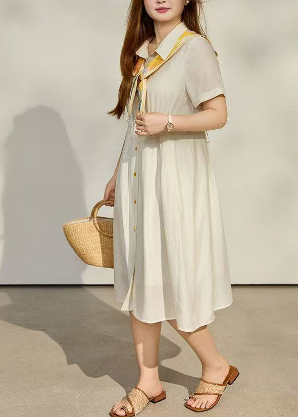 Organic Apricot Cinched Cotton Long Dresses Summer