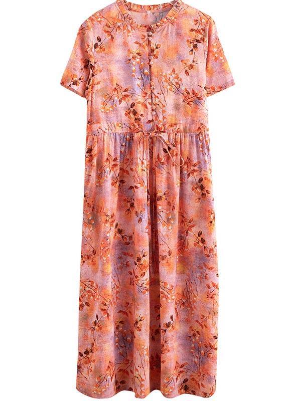 Organic Print Tie Waist Chiffon Ruffled Summer Maxi Dress ( Limited Stock)