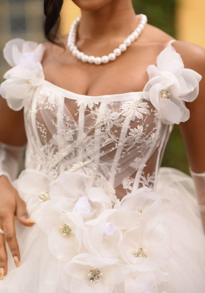 Cute White 3D Flower Tulle A-line 16th Birthday Homecoming Dress - View 5 | VelvetHem