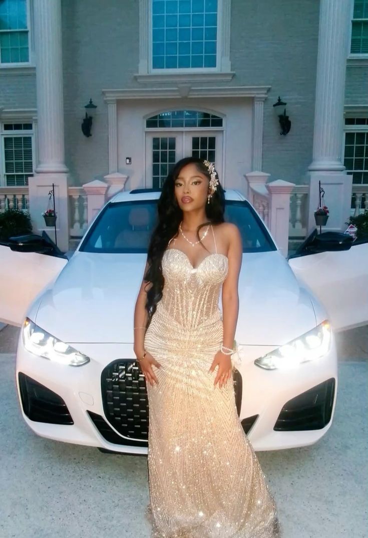 Luxurious Champagne Gold Mermaid Halter Neck Sequined Long Prom Dress Evening Dress - VelvetHem