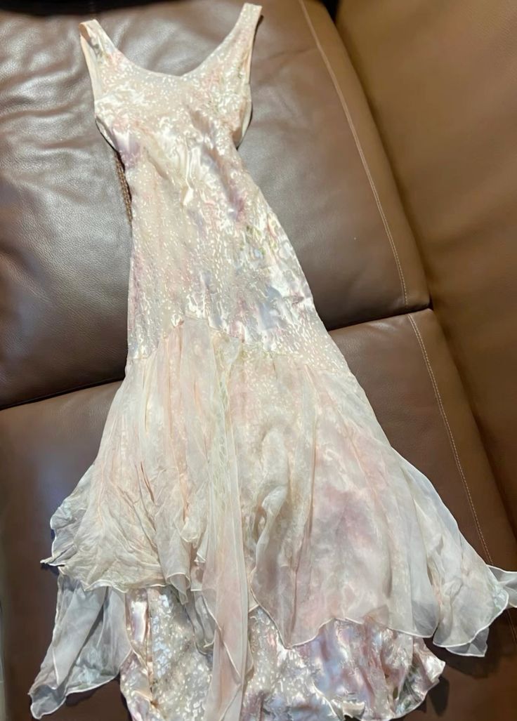 Dreamy Light Pink Gradient Floral Print Mermaid Shoulder Strap Chiffon Long Prom Dress Evening Dress - View 2 | VelvetHem