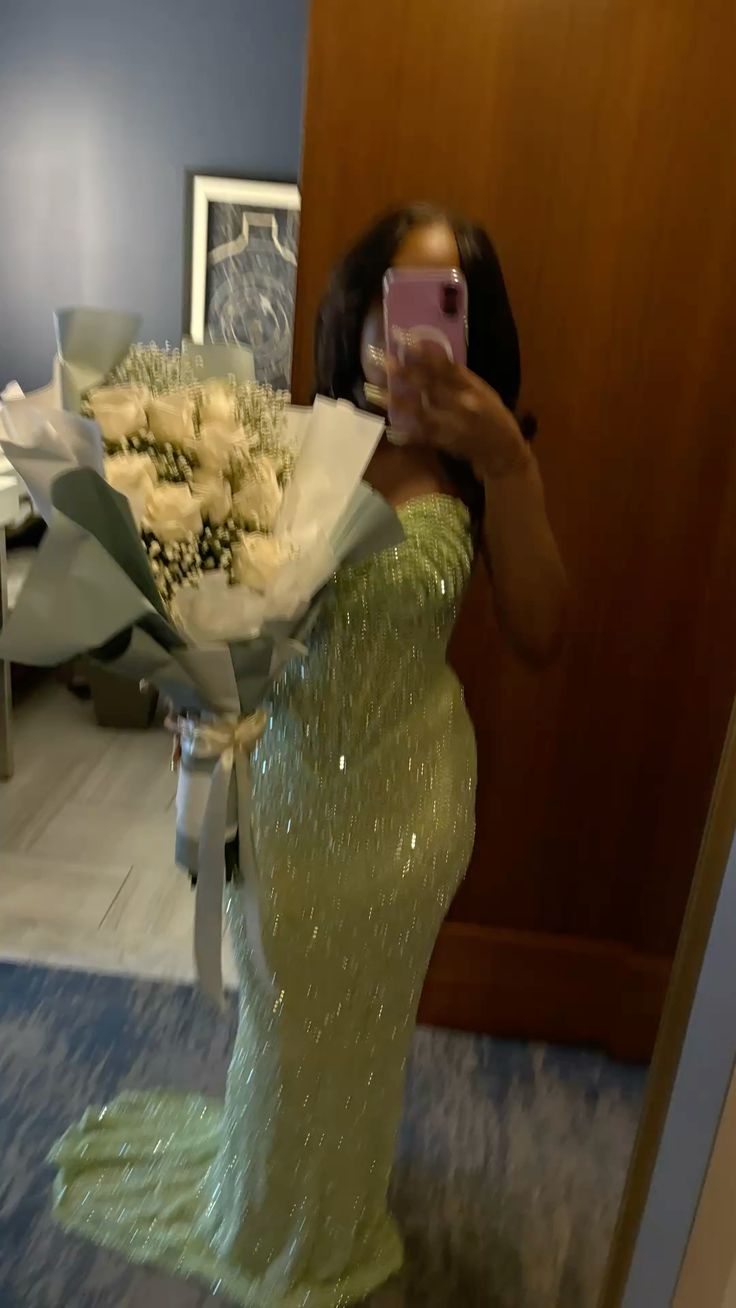 Sparkling Green Mermaid Strapless Sequined Prom Dress Evening Dress - VelvetHem