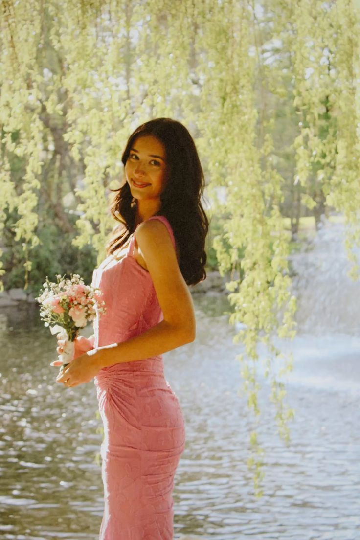 Elegant Pink Mermaid Square Neck Lace Long Prom Dress Evening Dress Bridesmaid Dress - VelvetHem