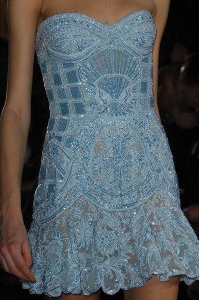 Vintage Light Blue Sequin Embroidered Lace Birthday Party Homecoming Dress - View 2 | VelvetHem