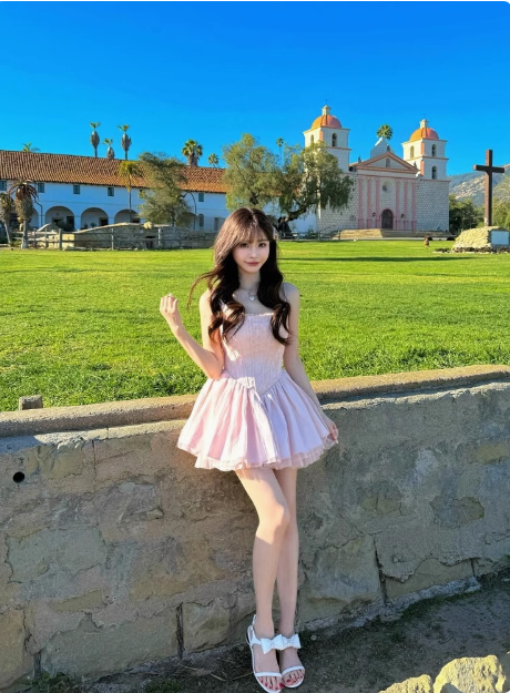 Sweet Sling Backless Bow A-line Fluffy Lace Birthday Dress Homecoming Dress - View 3 | VelvetHem