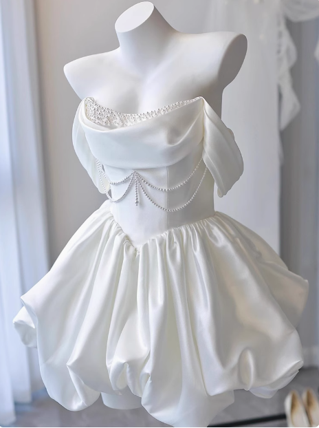 Elegant Satin One Shoulder Short Birthday Dress Homecoming Dress - View 3 | VelvetHem