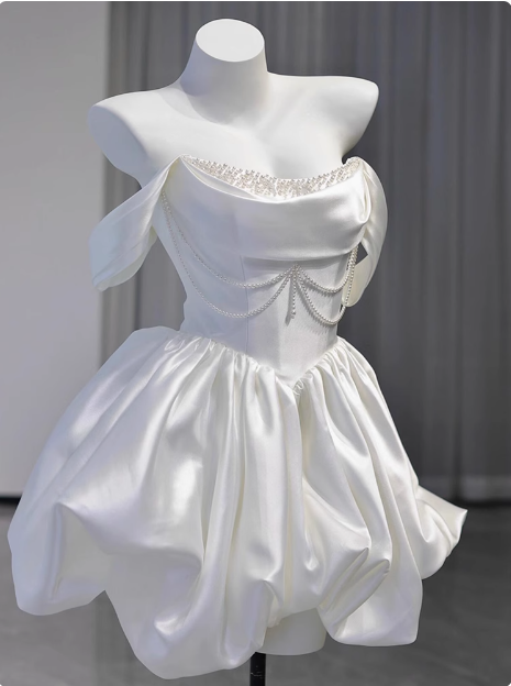Elegant Satin One Shoulder Short Birthday Dress Homecoming Dress - View 4 | VelvetHem