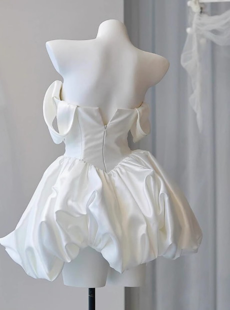 Elegant Satin One Shoulder Short Birthday Dress Homecoming Dress - View 5 | VelvetHem