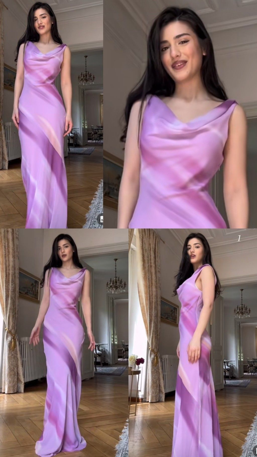 Elegant Purple Swing Collar Fitted Long Satin Prom Dress Evening Dress - VelvetHem