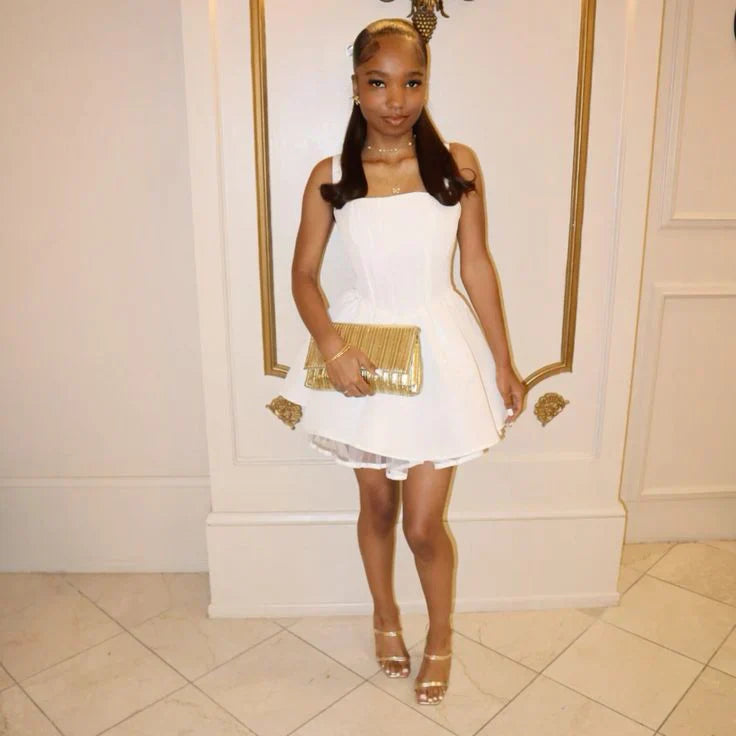 Cute Shoulder Strap A-line Back Strappy 17th Birthday Short Skirt Homecoming Dress