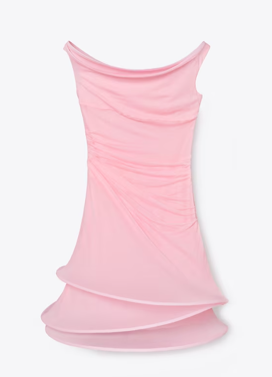 Designer Pink Off-the-shoulder Waist 16th Birthday Homecoming Dress - View 4 | VelvetHem