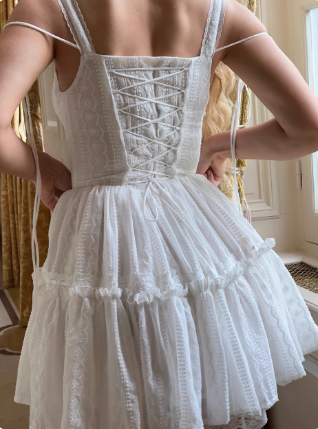 Sweet Lace White Waist Puffy Birthday Skirt Homecoming Dress - View 5 | VelvetHem