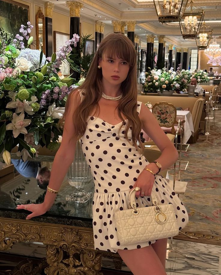 Sweet Polka Dot Sleeveless Flower Bud 16th Birthday Homecoming Dress - View 3 | VelvetHem