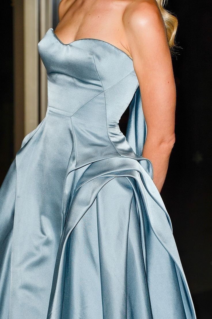 Elegant Blue Satin Strapless Irregular Birthday Dress Homecoming Dress - View 2 | VelvetHem