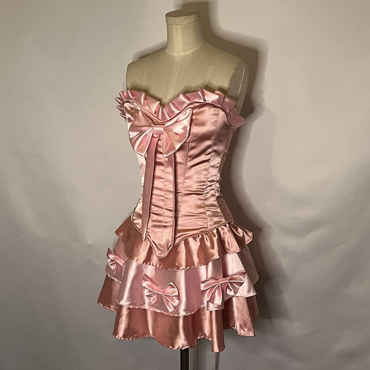 Sweet Heart Neck Pink Satin Bow 17th Birthday Homecoming Dress - View 2 | VelvetHem