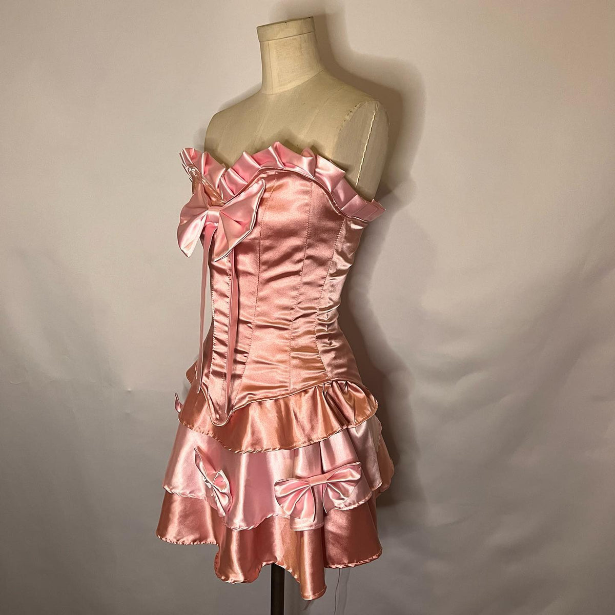 Sweet Heart Neck Pink Satin Bow 17th Birthday Homecoming Dress - View 3 | VelvetHem