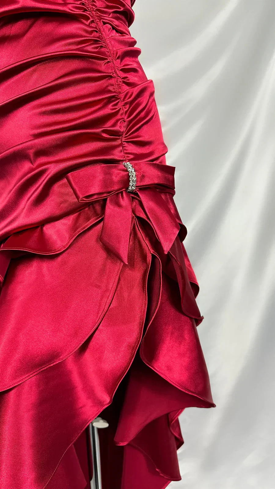 Stunning Red Satin Halter Neck Irregular Birthday Dress Homecoming Dress - View 6 | VelvetHem