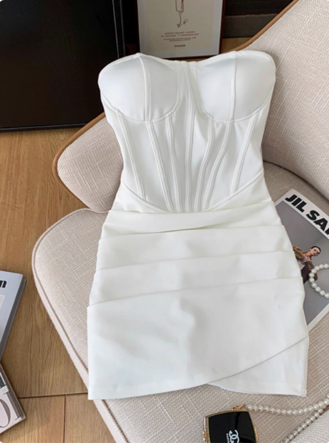 Simple Tube Top Herringbone Slim Fit 17th Birthday Homecoming Dress - View 2 | VelvetHem