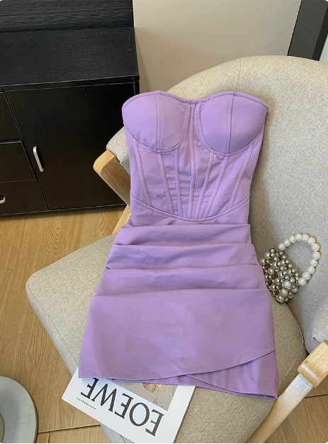 Simple Tube Top Herringbone Slim Fit 17th Birthday Homecoming Dress - View 4 | VelvetHem