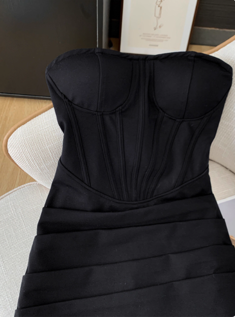 Simple Tube Top Herringbone Slim Fit 17th Birthday Homecoming Dress - View 8 | VelvetHem