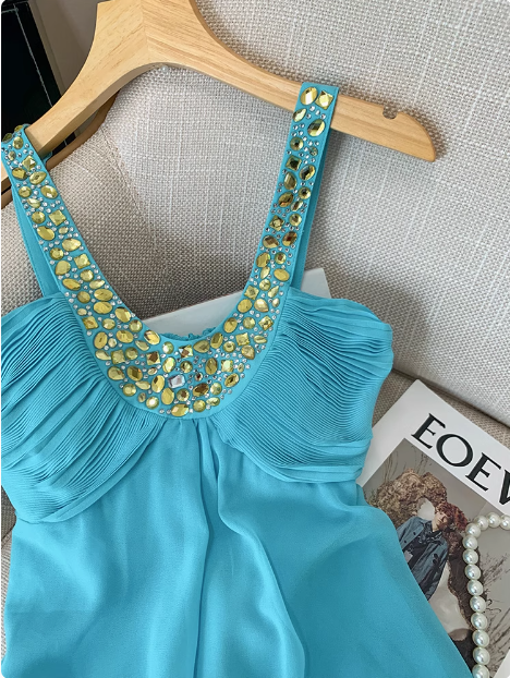 Pretty U-neck Halter Chiffon Birthday Short Dress Homecoming Dress - View 4 | VelvetHem
