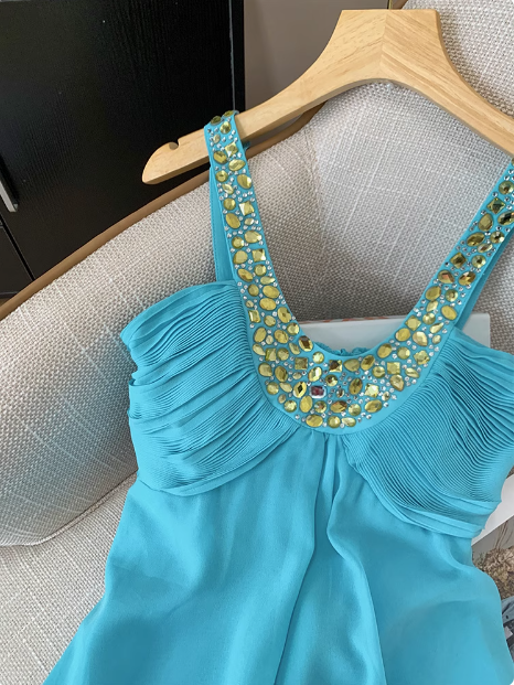 Pretty U-neck Halter Chiffon Birthday Short Dress Homecoming Dress - View 5 | VelvetHem