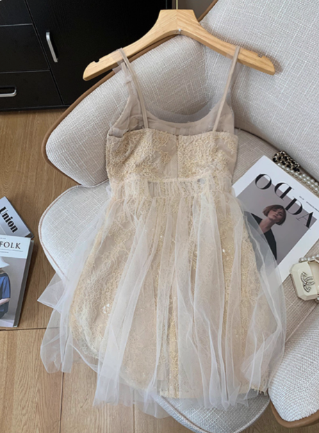 Sweet Waist Mesh Lace Birthday Short Skirt Homecoming Dress - View 3 | VelvetHem