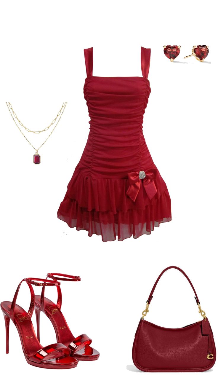 Sweet Red Square Neck Bow Pleated Chiffon 17th Birthday Homecoming Dress - View 6 | VelvetHem