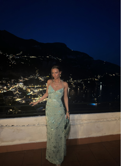 Luxurious Mint Green Halter Neck V-Neck Mermaid Open Back Sequin Beaded Tulle Long Prom Dress Evening Dress