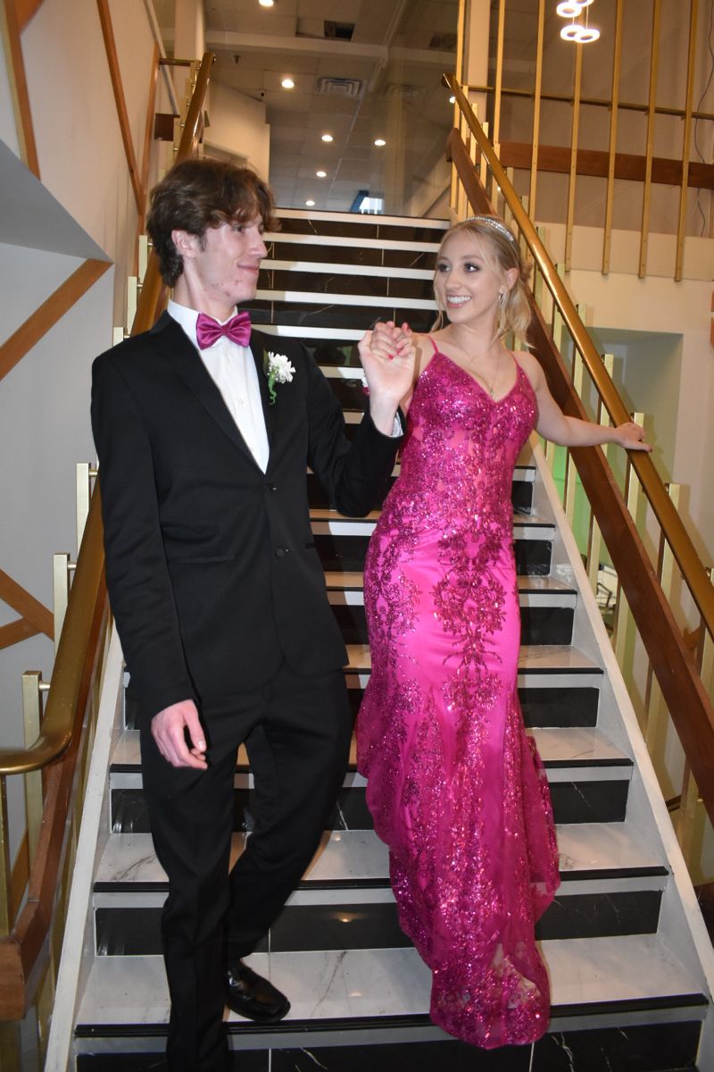 Shimmering Pink Mermaid Tail V-neck Strap Sequin Long Prom Dress Evening Dress - View 3 | VelvetHem