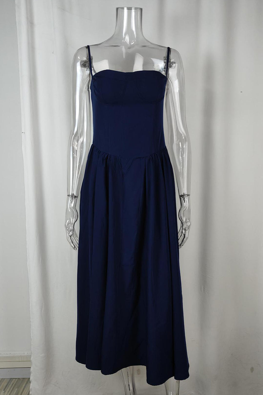 Simple A-Line Spaghetti Straps Tea Length Graduation Party Dress