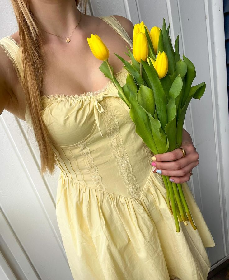 Sweet Yellow Satin Lace Homecoming Dress Birthday Dress - VelvetHem