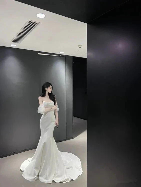 Simple Mermaid Wedding Dress,Bridal Gown with Train Y7200 by simplepromdress