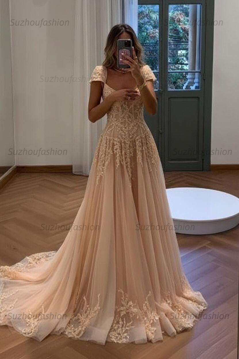 Suzhoufashion Gorgeous A Line Sweetheart Light Green Long Prom Dress With Appliques Formal Evening Gown