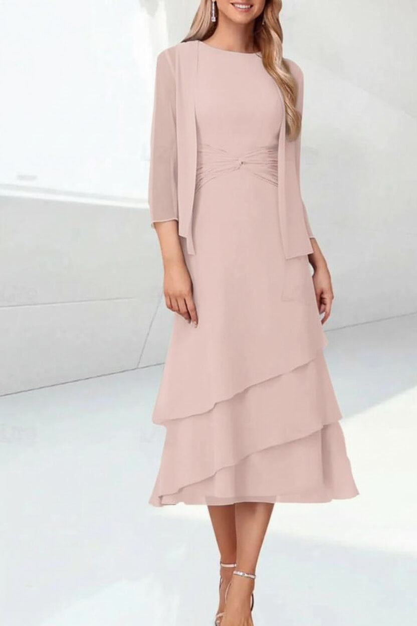 Mint Green Mother of the Bride Dress Chiffon Two Piece Wedding Guest Dress