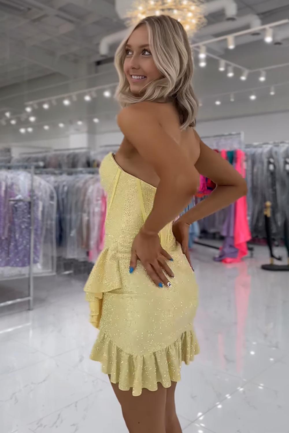 Pink Beaded Homecoming Dresses Corset Ruffled Short Tight Cocktail Dresses
