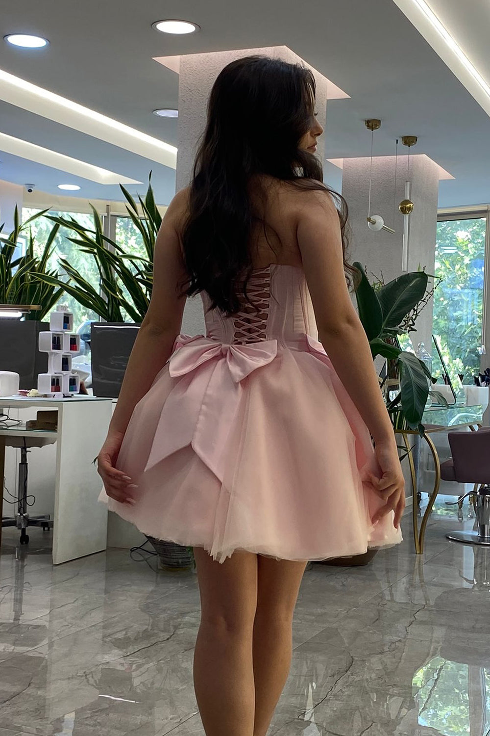 Pink Homecoming Dresses A Line Sweetheart Corset Short Cocktail Dresses