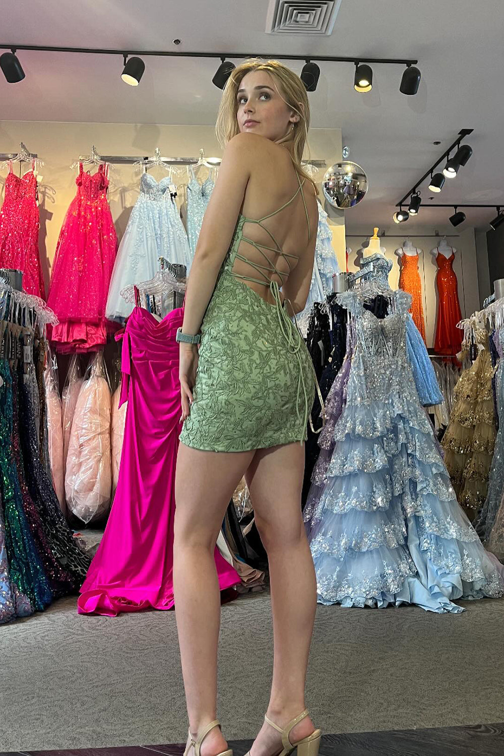 Mint Homecoming Dresses Lace Sweetheart Tight Short Cocktail Dresses