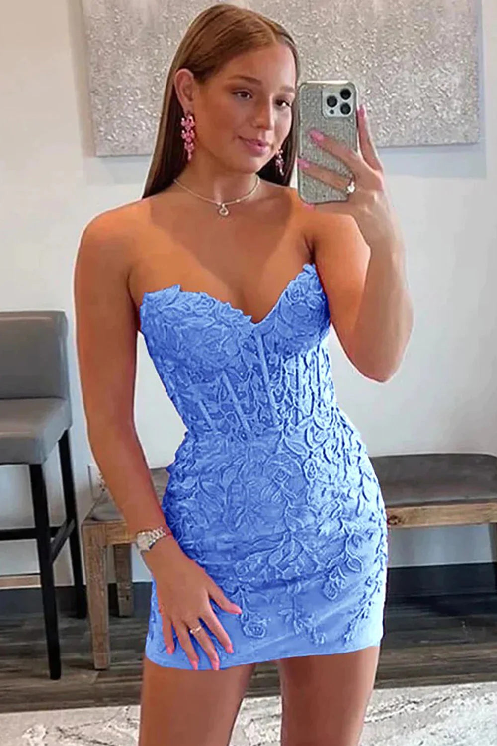 Mint Homecoming Dresses Lace Sweetheart Tight Short Cocktail Dresses