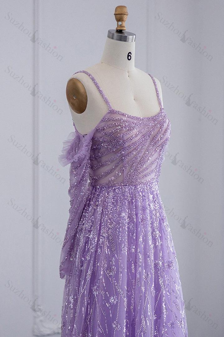 Pink Prom Dress Long Sleeve Tulle Off the Shoulder A Line Evening Formal Dress With Sparkle Appliques