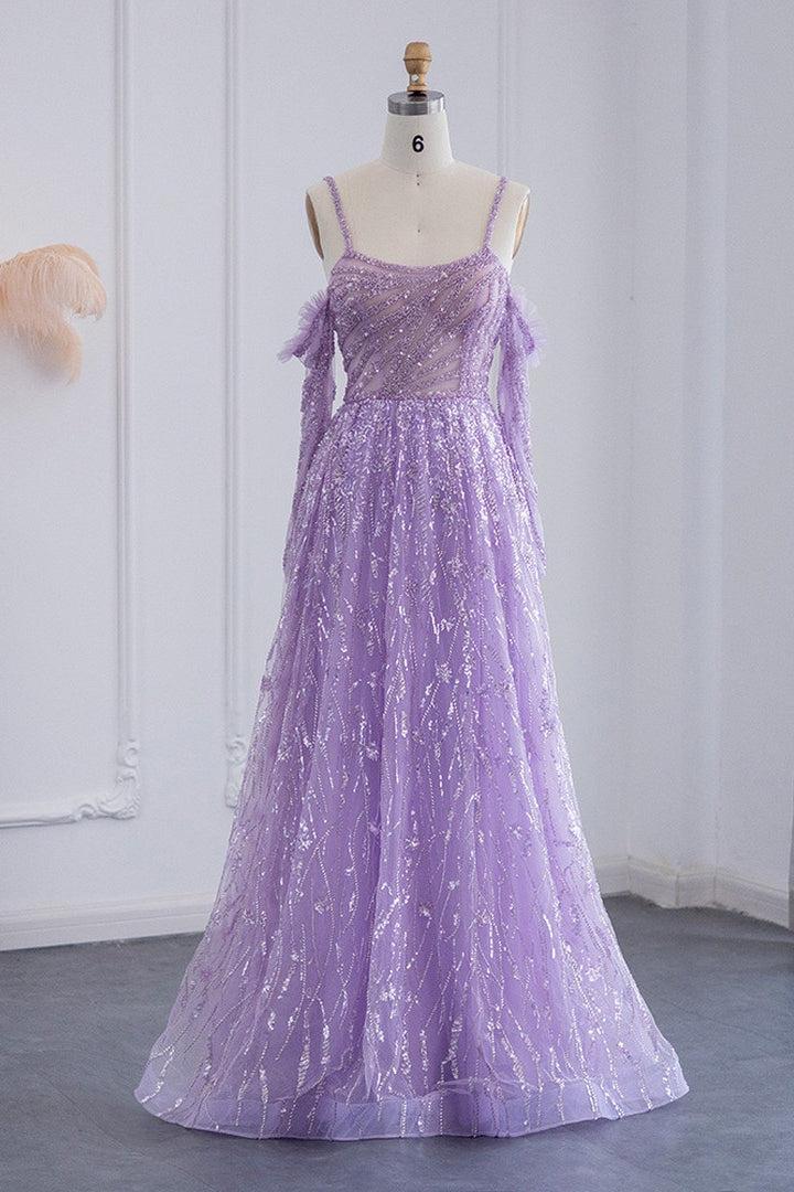 Pink Prom Dress Long Sleeve Tulle Off the Shoulder A Line Evening Formal Dress With Sparkle Appliques