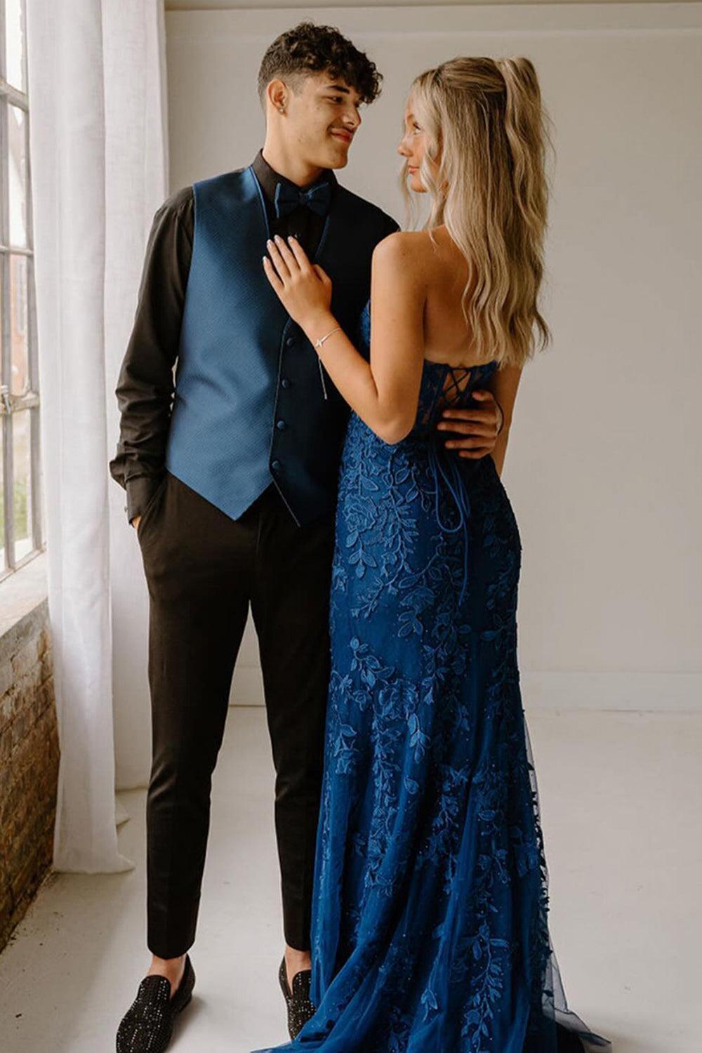 Pink Prom Dress Sweetheart Corset Long Lace Formal Dress With Slit