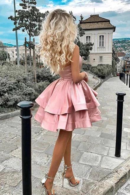 One Shoulder Homecoming Dress Satin Short Cocktail Dress (ZD11681)